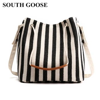 

SOUTH GOOSE Summer Fashion Women's Handbag Cute Girl Tote Bag Large-capacity Canvas Portable Leisure Shoulder Bag Bucket Bag