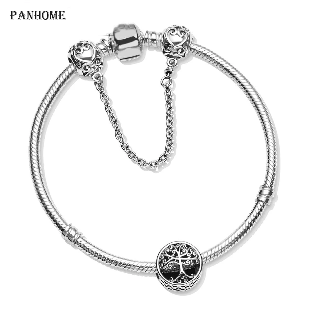 

PANHOME 100% 925 Sterling Silver New 1:1 FAMILY TREE Bracelet Set Original Women's Gift Trend Personalized Jewelry