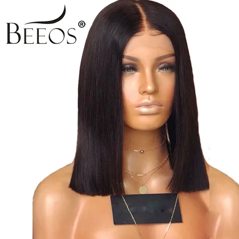 13 6 de Remy do Brasileiro Brasileiro do Cabelo Humano em Linha Densidade do Cabelo do Bebê Perucas para as para as Mulheres Beeos do Cabelo Reta Bob Cabelo Curto Cabelo Humano Perucas 180% Rendas Frente Mulheres