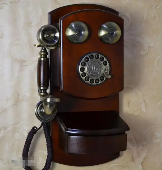 Вращающийся античный Европейский ретро телефон украшения стены дома. Установленный США телефон старинные механические рингтоны