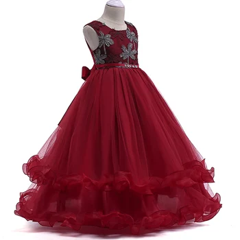 

Hot Selling Baby Girl Princess Dresses Summer Children Flower Bowknot Birthday Wedding Gown Tulle Dress 88