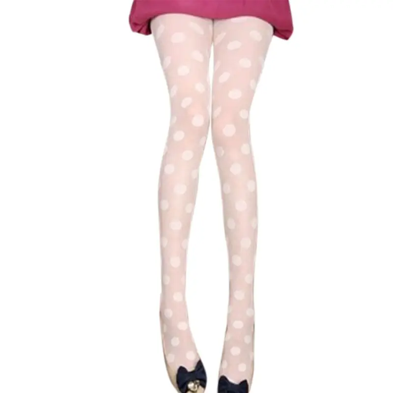 

Women Vintage Retro Large Polka Dot Printed Hosiery Pantyhose Ultra-Thin Jacquard Cosplay Party Tights Lingerie Stockings 2 Colo