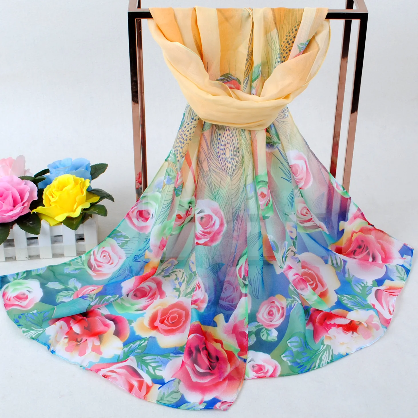 

spring and summer women scarf 2019 new pashmina shawl printed cape silk chiffon Polyester tippet muffler luxury brand Bib