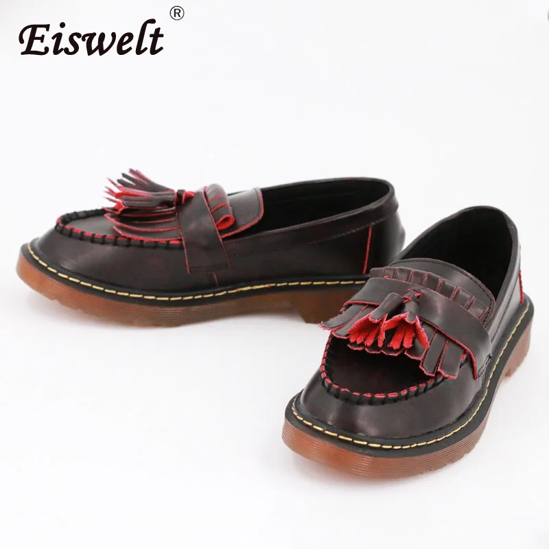 EISWELT Hot Sale Plus Size Round Toe Fringes Oxford Shoes for Women Leather Shoes Vintage Thick ...