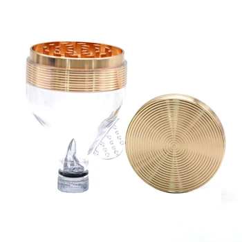 

2017 New Thread Funnel Shape Metal Herb Grinder 63mm 3 Pieces Acrylic Filter Smoking Accessories Herbal Crusher Tobacco Grinder