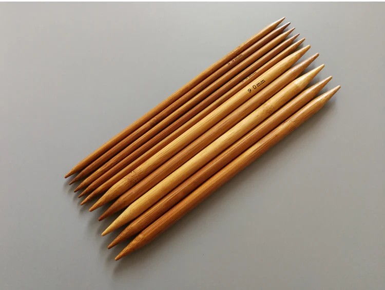 20cm Bamboo Needles aiguilles à tricoter en bambou carbonisé, 15