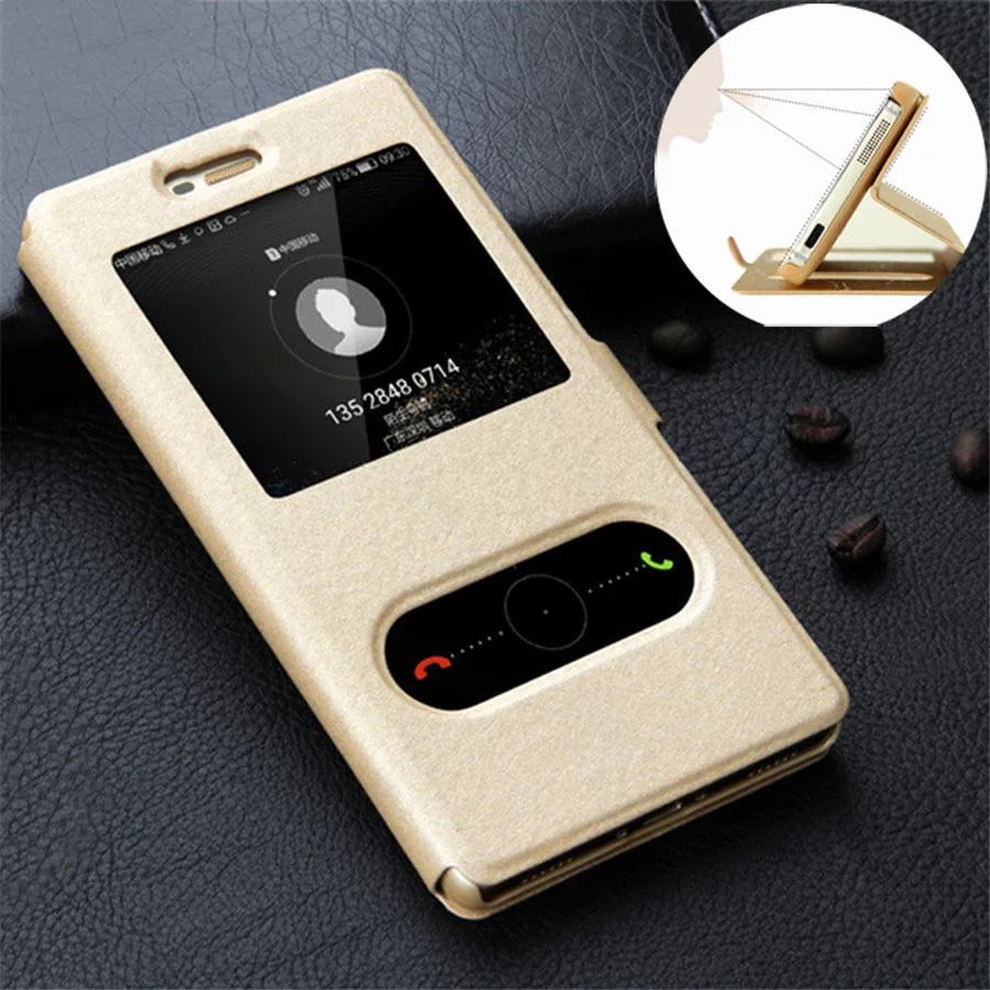 

For Huawei Y6 2018 Case NEW Fashion Window View Kickstand PU Leather Flip Case for Huawei Y6 2018 Cover Fundas Phone Bag