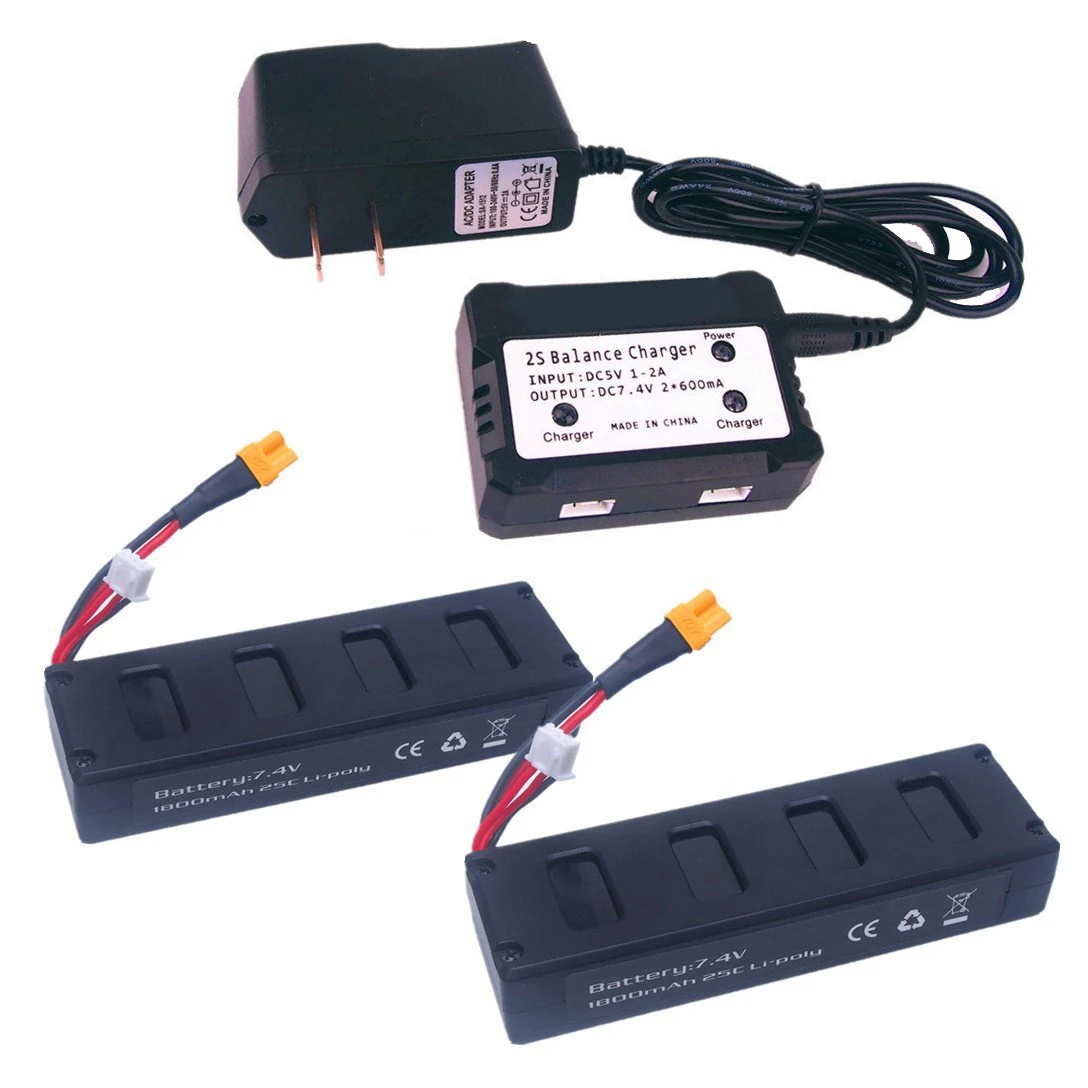 EBOYU(TM) 2 шт. 7 4 В 1800 мАч 25C батарея и 1to2 в зарядное устройство для MJX B3 ошибки 3 Rc