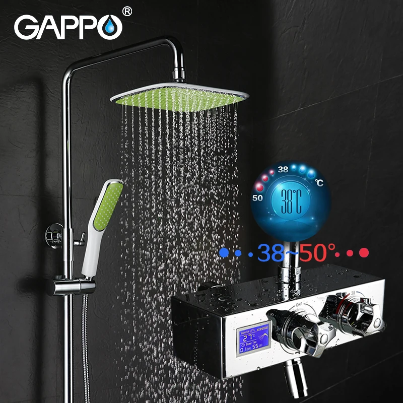 

GAPPO luxury bathroom smart shower head thermostatic rainfall shower set thermostatic mixing valve shower system