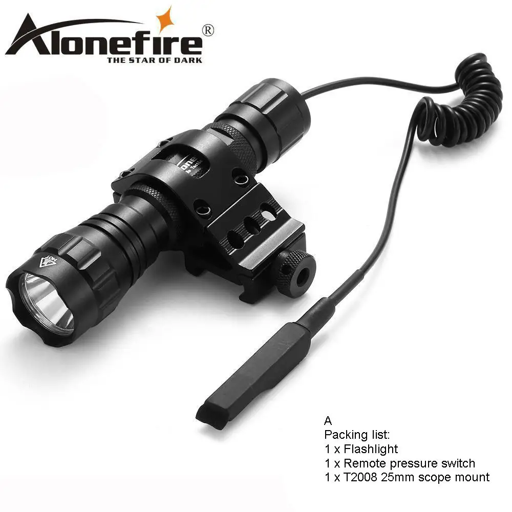 AloneFire 501Bs CREE XM-L T6 L2 светодио дный тактический фонарь 501B Факел+ Давление переключатель+ гора охотничьего ружья - Испускаемый цвет: Tactics flashlight A