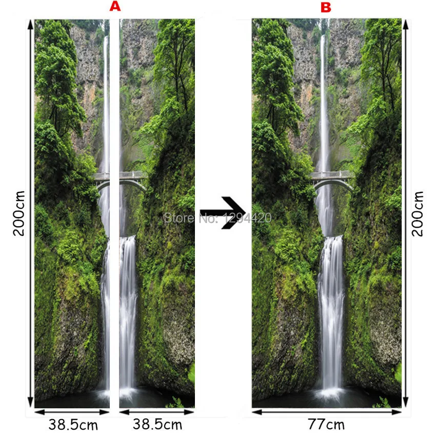 77*200 см Ожесточенные Тигр водопад пейзаж 3d двери росписи стены винила искусства наклейки, украшения домашнего офиса пейзаж плакат на стену