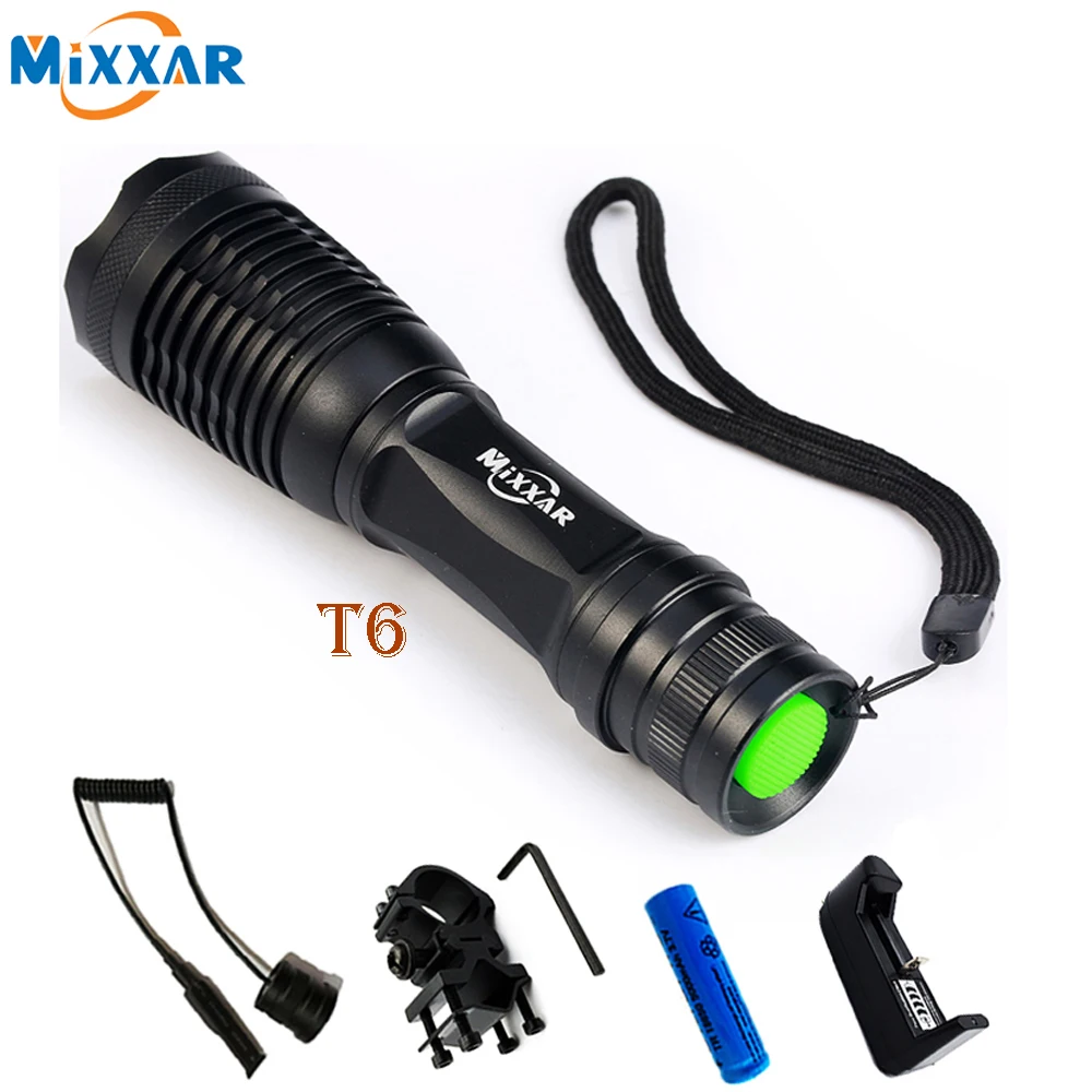 

EZK20 T6 9000LM Lantern LED Flashlight Linterna Torch tactical Light Hunting Flash Light with Charger Gun Mount
