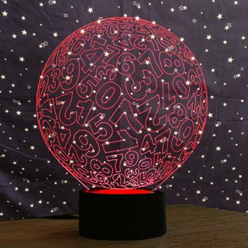 

2019 Latest Digital Ball 7 Color Holograma 3D Visual Novelty Art Luz De LED Lamp Bedside Bedroom Night Lights Deco maison