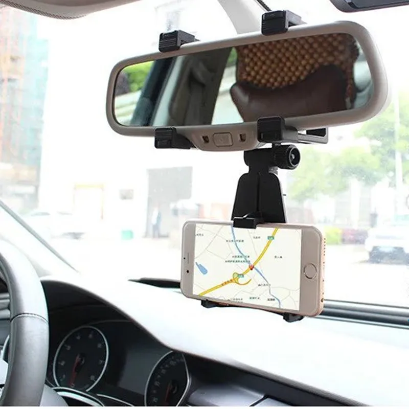 

Adjustable Car Auto Rearview Mirror Mount Cell Phone Holder Bracket Stands For Samsung xiaomi Huawei For iPhone Mobile Phone GPS