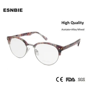 

ESNBIE Fashion Rivet Semi Rimless Glasses For Women Retro Half Frame Glasses Men Eyeglasses Optical Frame Oculos Femininos Gafas