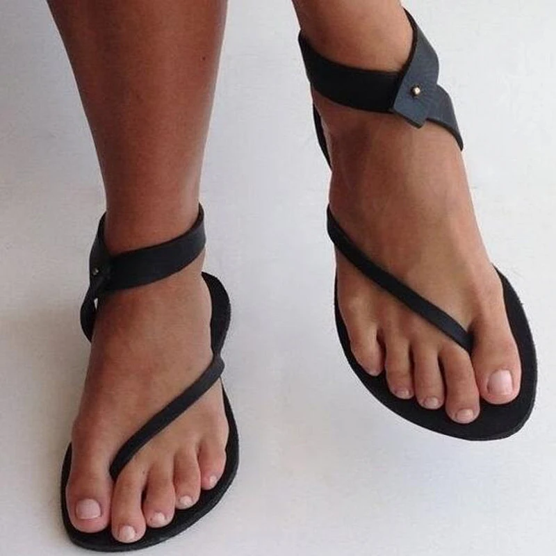 

Dropshiping 2019 New Women Sandals Summer Fashion Flip Flops Casual Beach Ladies Shoes Rome Sandalias Mujer Big Size Black Flats