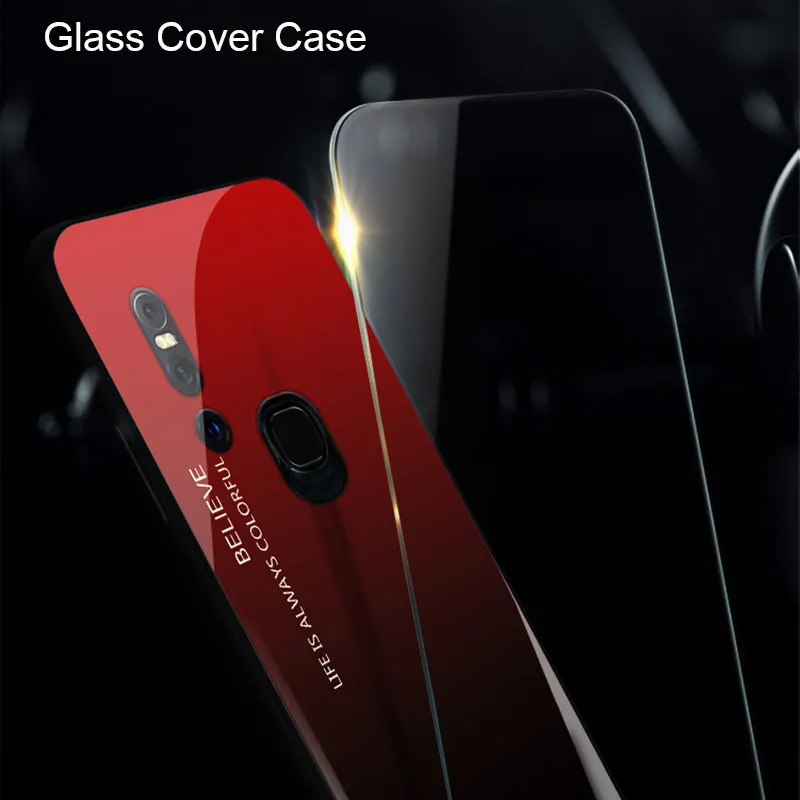 Luxury Colorful Gradient Glass Case For Vivo V15 V15 Pro Tempered Glass Cover Fundas For Vivo V15 Pro S1 Shockproof Cover Case