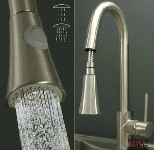 

Nickel Brushed Kitchen Pull Out Swivel Vanity Sink faucet Vessel Mixer Tap