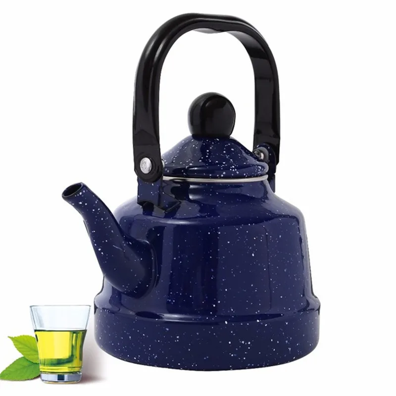 

1.1L Enamel Water Kettle with Handgrip High Quality Starry Sky Blue Enamel Water Pot Camping Coffee Water Kettle for Your Family