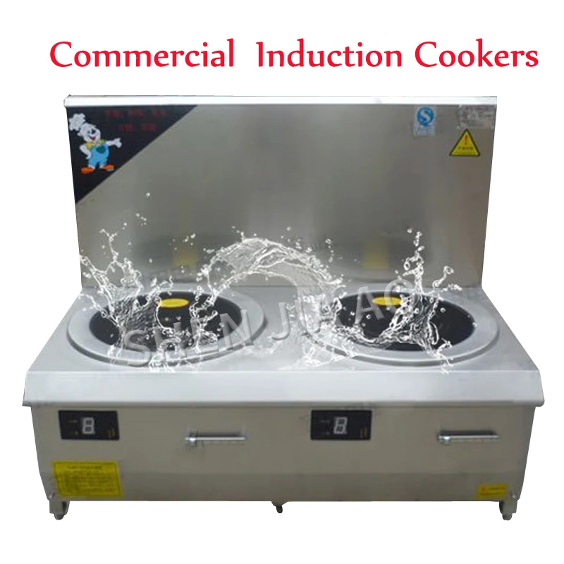 

380V 15KW Cooking Appliances Induction Cookers Stove Commercial Flat Head Double Head Electromagnetic Soup Furnace Machine