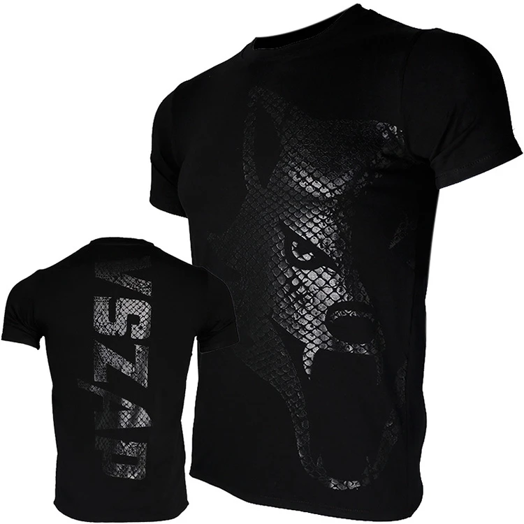 ММА Джерси Муай Тай фитнес эластичные футболки для занятий спортом, одежда для девочек, футболка для занятий спортом, S-4XL - Цвет: Black