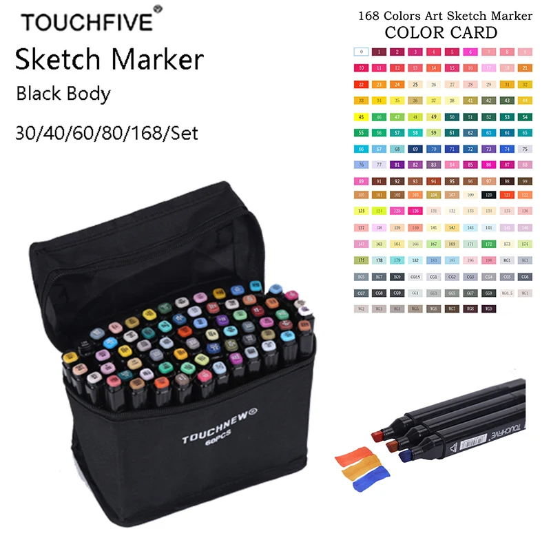 

Touchfive 168 Colors set Alcohol Double Headed Copic sketch Marker For School Drawing Marker Animation Design School Supplies