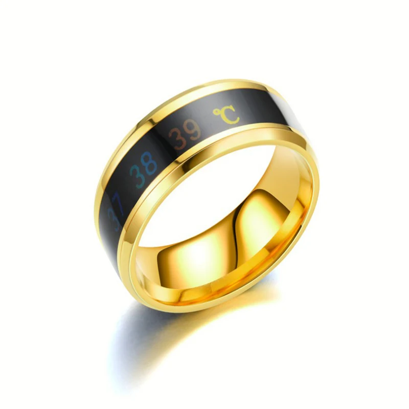 

2018 New Sale Anel Rings 316 Stainless Steel Fashion Smart Thermometer Temperature Ring Men's Simple For Creative Couple Jewelr
