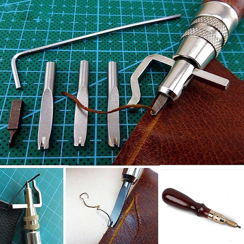 

Practical 5 In1 Leathercraft Adjustable Pro Stitching Groover Crease Craft Tool DIY Leather Edge Stitching Sewing Tools Set