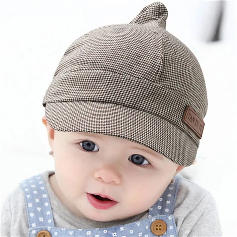 2016 New Baby Beret Hat Cotton Unisex Boy Girl Plaid Caps Kids Baseball