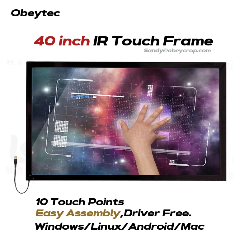 4" ir touch overlay для ТВ, 10 касаний сенсорная рамка, OB-F40WH00D Быстрая usb ir touch