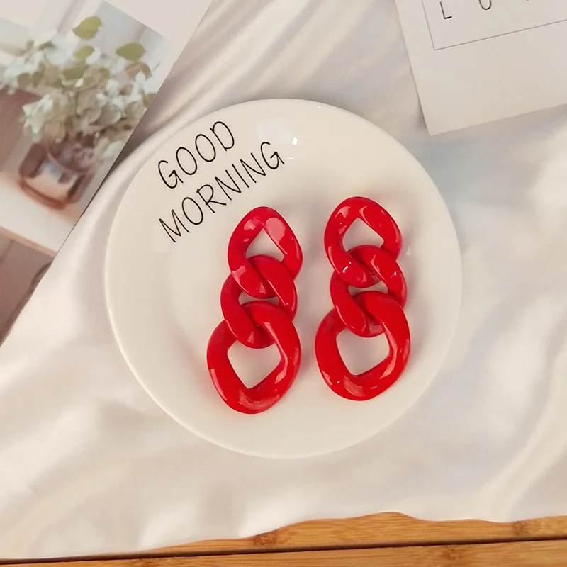 Vintage Fashion Resin Earrings for Women Big Long Geometric Chain Acrylic Drop Earring for Girls Party Gifts Simple Jewelry (3)
