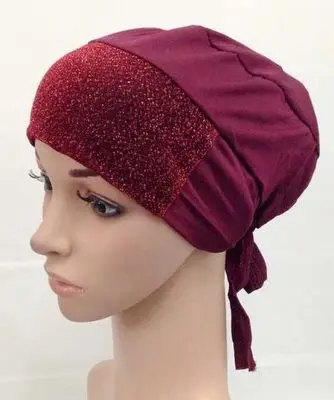 

shimmer glitter muslim underscarf with tie