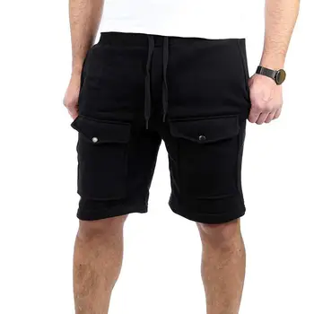 

Summer Sports Men Solid Color Drawstring Shorts Fifth Pants Fitness Trousers hot