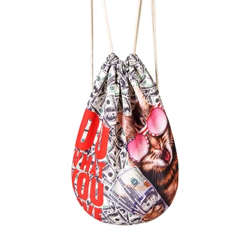 

Womans Canvas Drawstring Backpack US dollar Printed Black Teen Girl Backpack Children School Anime Bags Backpacks Bolsos De Play