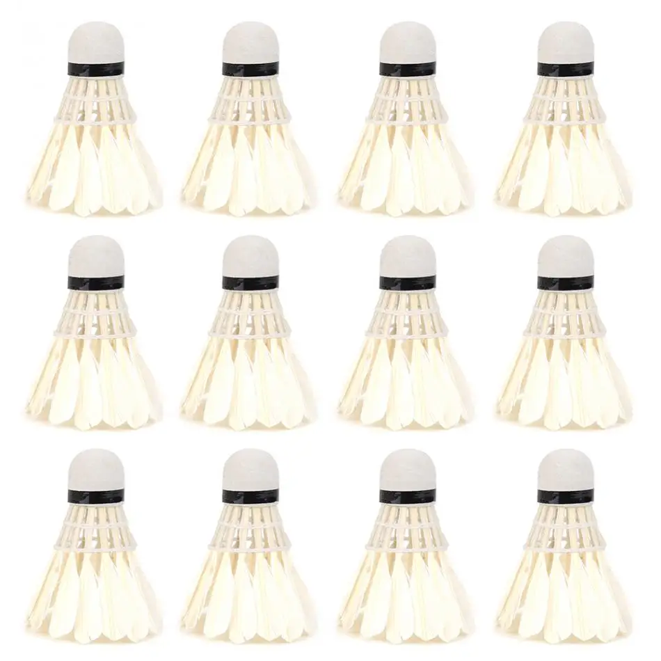 12Pcs/Lot White Shuttlecocks Feather Badminton Balls Shuttlecocks