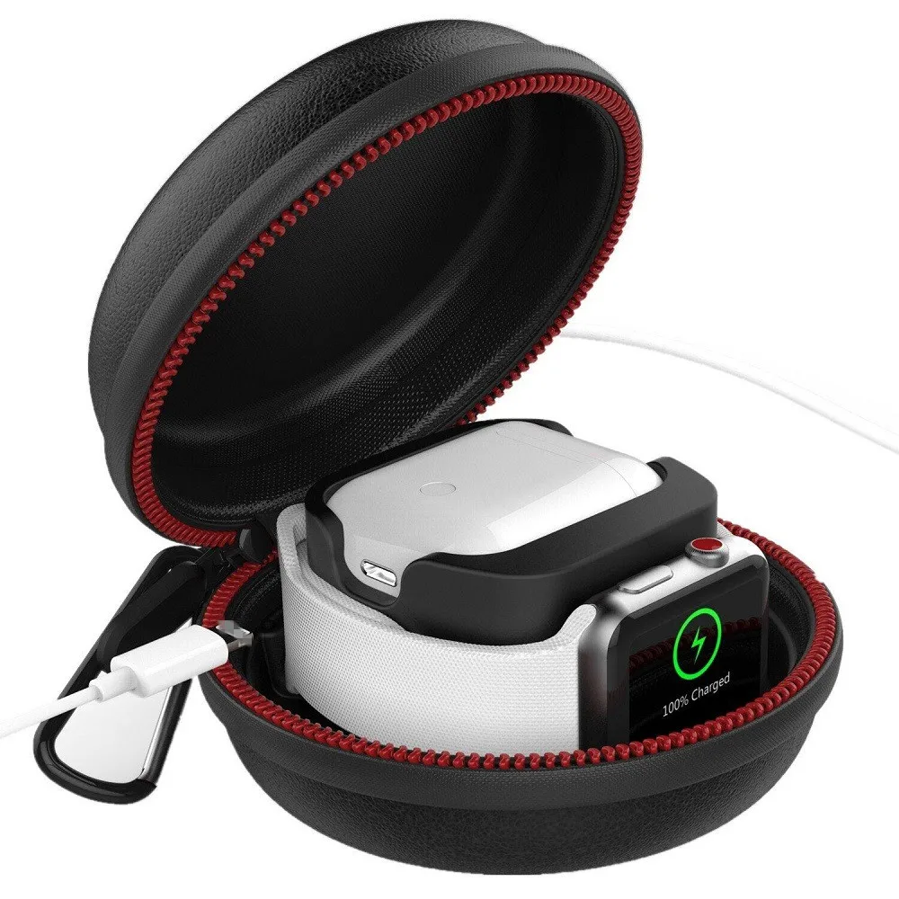

Charger Station&Charging Stand Docks Holder EVA Protective Pouch case Bag Clip for Apple Watch 42mm 38mm Series 4/3/2/1,air pods