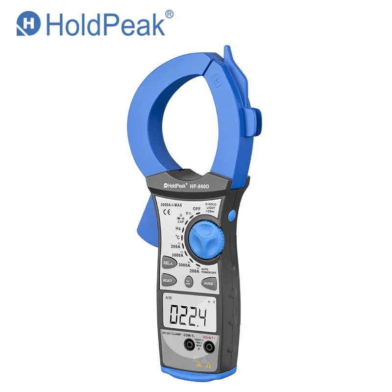 

HoldPeak HP-860D Clamp Multimeter 1000Volt & 3000Ampere Display Auto Ranging Clamp Multimeter with Carry Bag