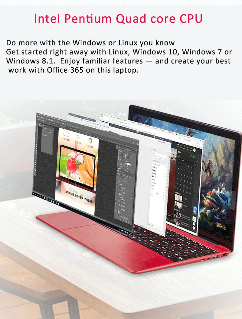 15,6 Intel Pentium Quad core 8 Гб Оперативная память 256 ГБ SSD+ HDD 15,6 дюймов 1920*1080 ips экран type-c Linux, Windows игровой ноутбук компьютер