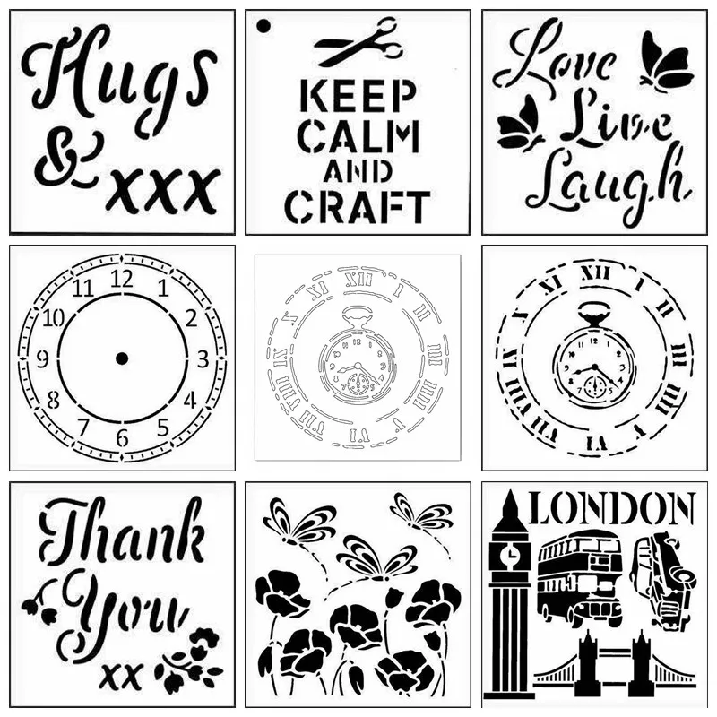 

Keep Calm And Love Clock Plastic Stencil DIY Scrapbooking Embossing Paper Card Decorative Handmade Craft Templates Drawing Sheet