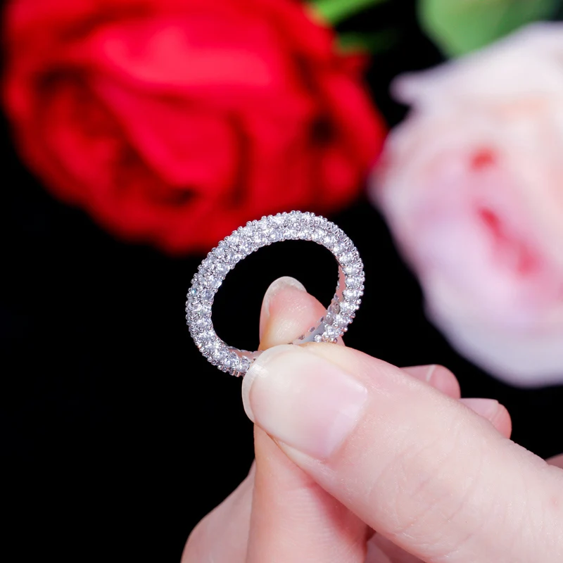 ThreeGraces Необычные Вечерние кольца в Корейском стиле из белого и розового кубического циркония для помолвки RG089
