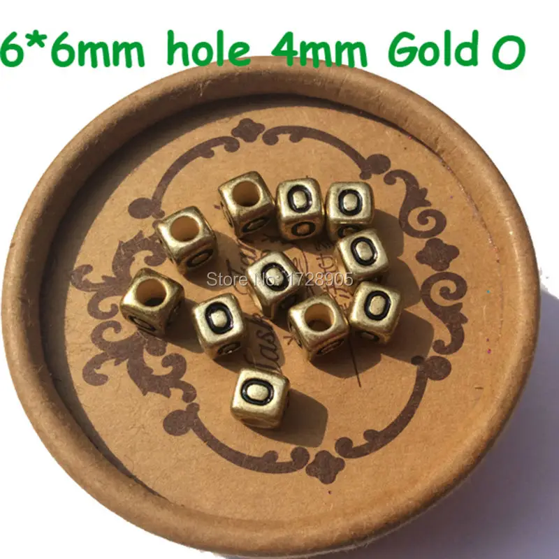 

Square Cube Alphabet Beads, Gold With Black Letters,6mm 2600pcs 4mm hole Letter Beads Plastic Alphabet O Beads