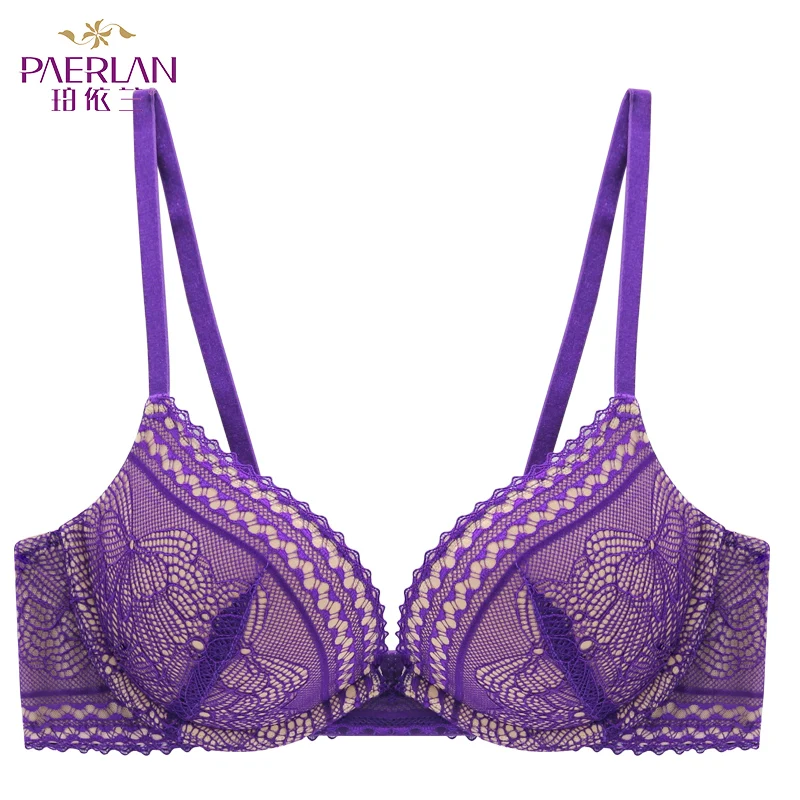 

PAERLAN Free shipping thin lace ladies underwear sexy push high thin breathable delicate floral underwear A / B / C cup
