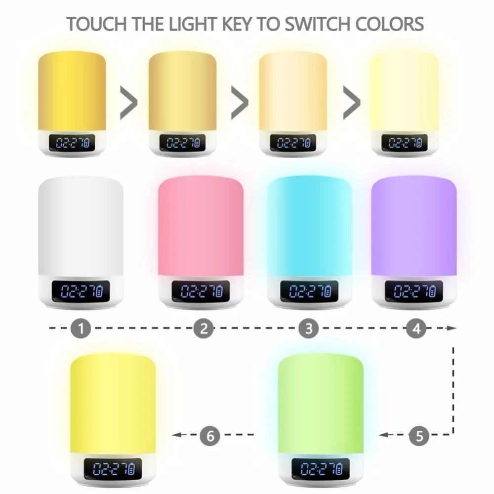 Ночной светильник Bluetooth Динамик сенсорный Сенсор RGB с регулируемой яркостью