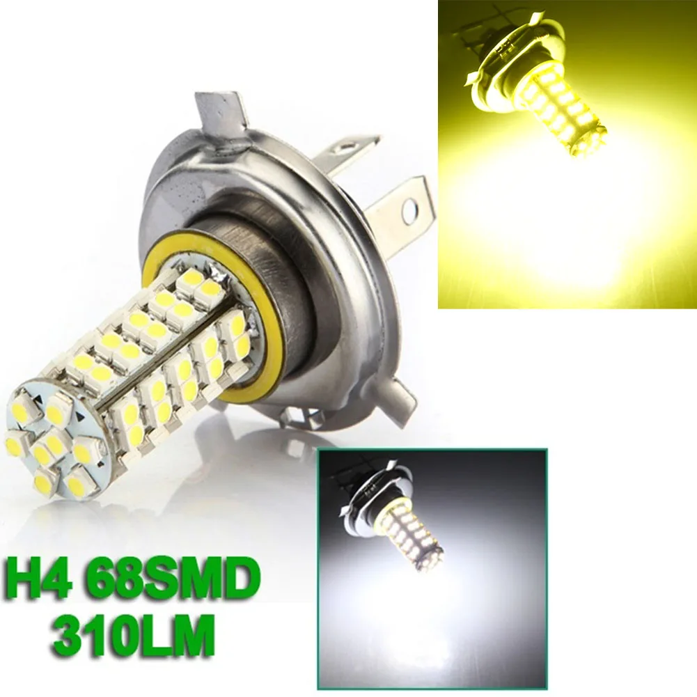 Автомобильный авто H4 3,5 W 68-SMD светодиодный 6500K 310-Lumen белая противотуманная Лампа фара для вождения ЛАМПА