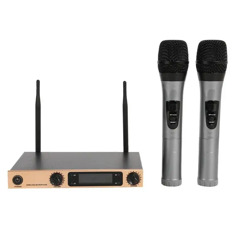 

2 Handheld UHF Frequencies Dynamic 2 Ways Wireless Microphone for Karaoke Sustained for 5 hours Karaoke set Clear sound quality