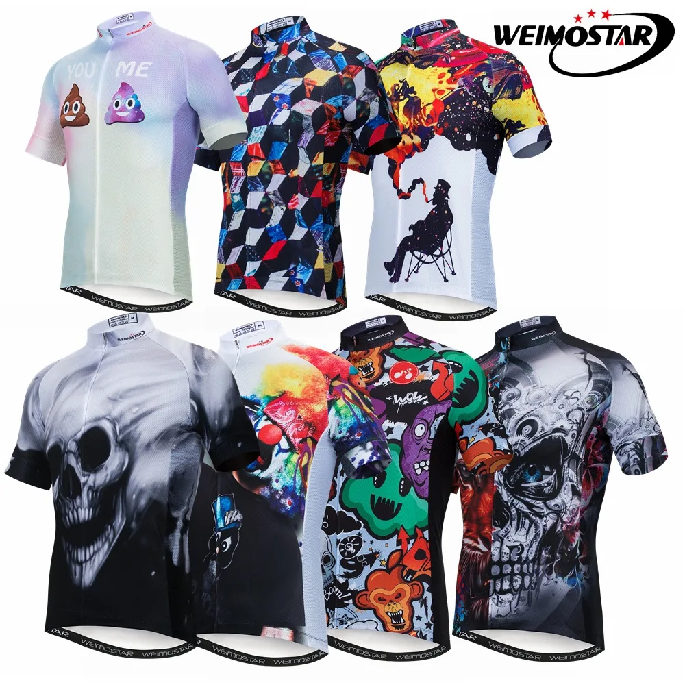 

Weimostar Skull Sublimation Printing Cycling Jersey/ France Team Jersey/ Short Sleeve Top Bike Shirts/ Mtb Racing jersey