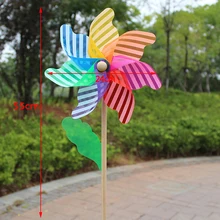 High Quality 1Pc 24cm Beautiful Wood Garden Yard Party Windmill Wind Spinner Ornament Decoration Kids Toys