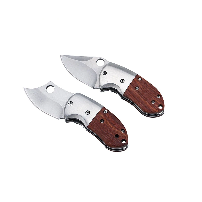 

EDC portable tool knife Mini knife Folding knife with wooden handle Outdoor pocket cutter Pointed cutter head, axe cutter head