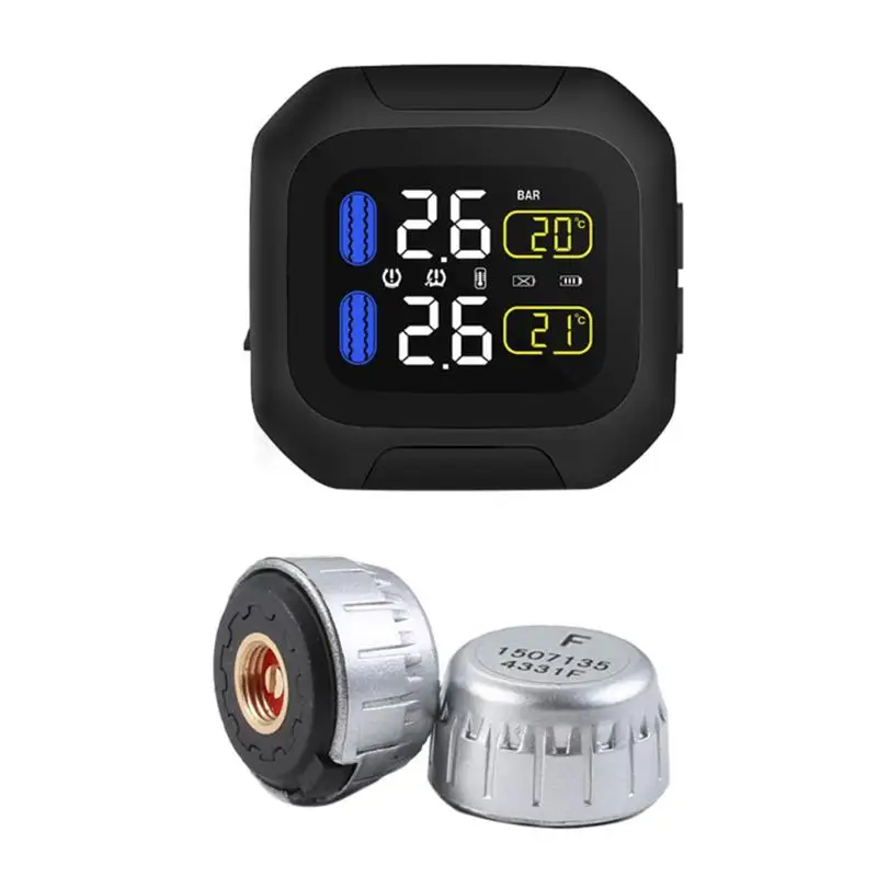 Waterproof Motorcycle Tire Pressure Monitoring System Real Time Monitoring Kit Sun Protection Real Time Monitoring font