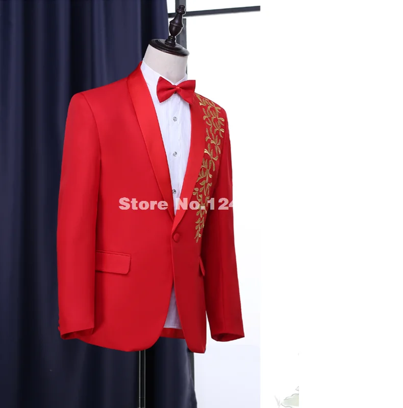 High Quality Blue Black Red White Long Sleeve Gold Embroidery Stand Collar Bridegroom Groomsmen Suit In Suits From Weddings Events On Aliexpress High Quality Blue Black Red White Long Sleeve Gold Embroidery Stand Collar Bridegroom Groomsmen Suit In Suits From Weddings Events On Aliexpress